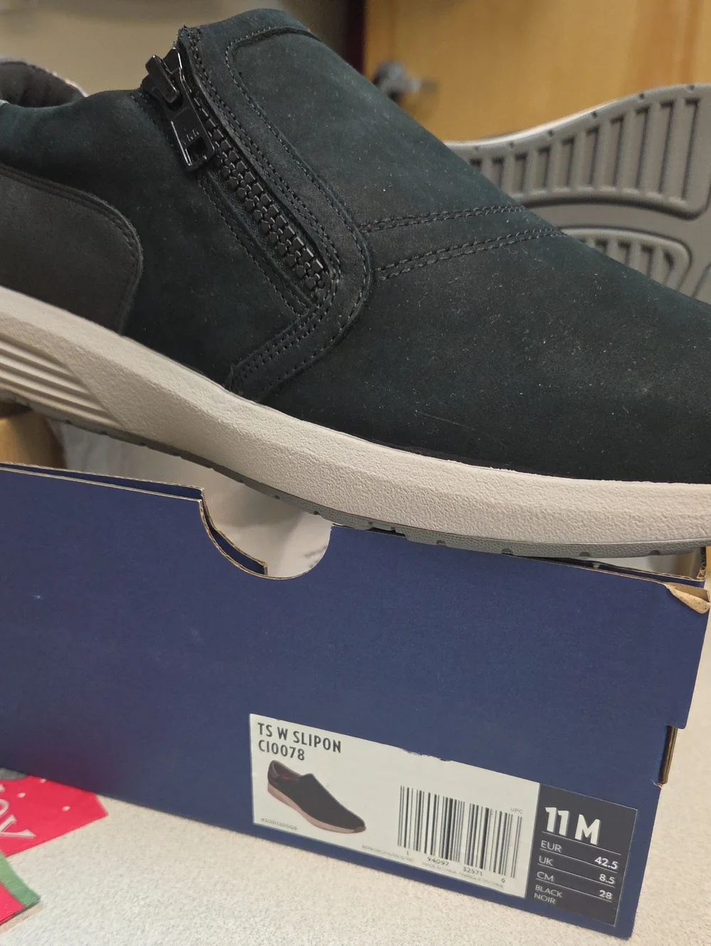 Men's Black Slip-On Casual Shoe with Side Zip